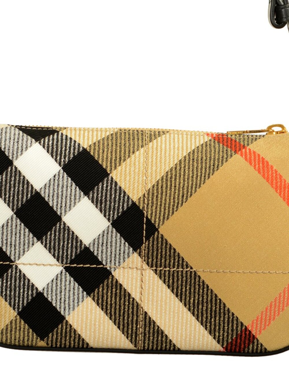 Burberry "LL Snip S Crossbody" Leather & Canvas Sand Check Handbag Shoulder Bag - Picture 4 of 7
